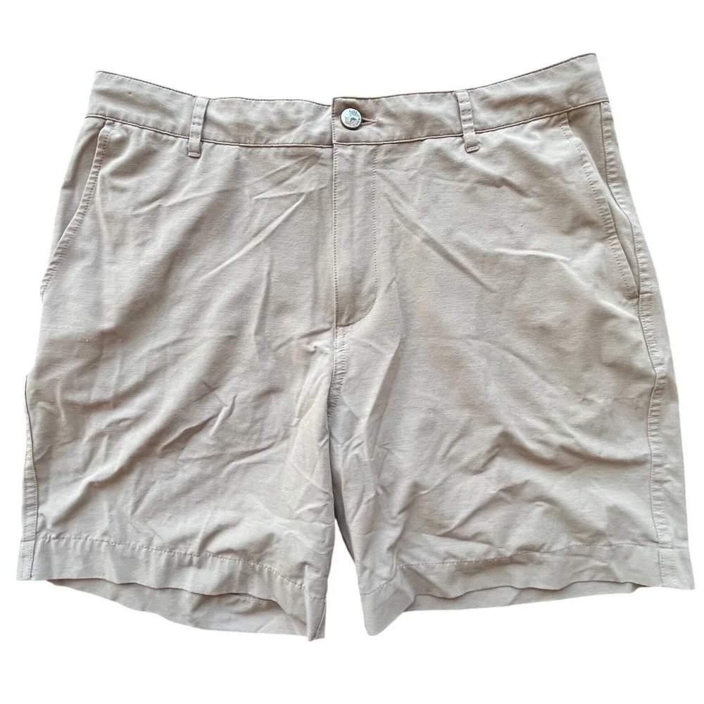 Faherty All Day Shorts Men 34 Khaki Tan Hybrid 7 Inch Inseam Casual Summer Beach